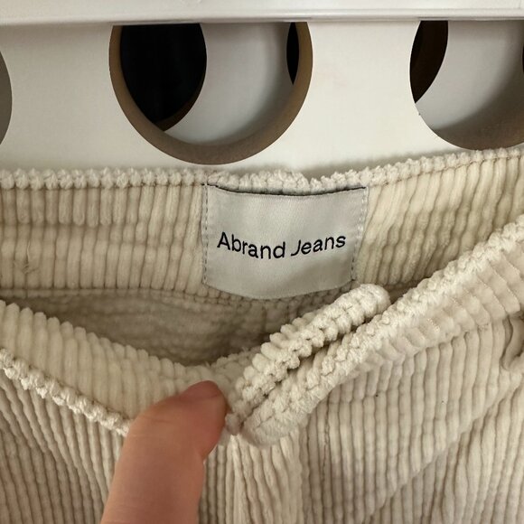 Cream Corduroy Wide Leg Pants (ABRAND - A '94 HIGH & WIDE REAL LOVE CORD IN REAL - Picture 2 of 5